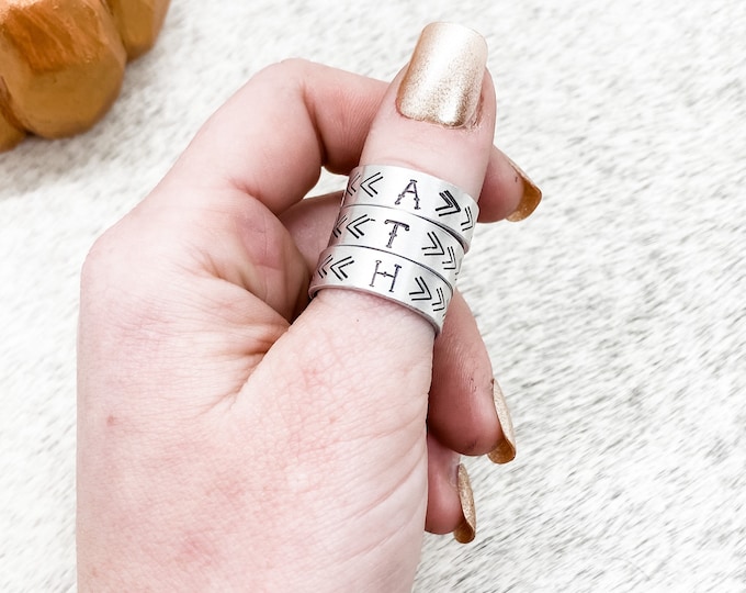 Initial Stacker Ring, Western, Country, Boho, Gypsy, Hippie, Southern, Cowboy, Cowgirl, Gift, Birthday, Christmas