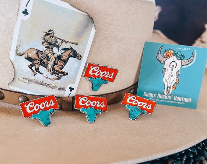 Epoxy Beer Turquoise Cow Head Hat Pin