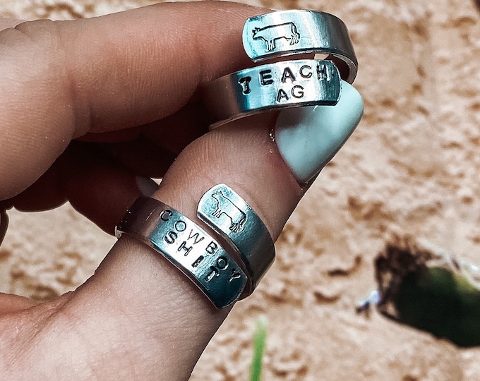 Teach Ag Cowboy Shit Wrap Ring, Western, Country, Southern, Cowboy, Cowgirl, Grit, Grace, Gift, Birthday, Christmas, FFA, 4H, Farming, Cow