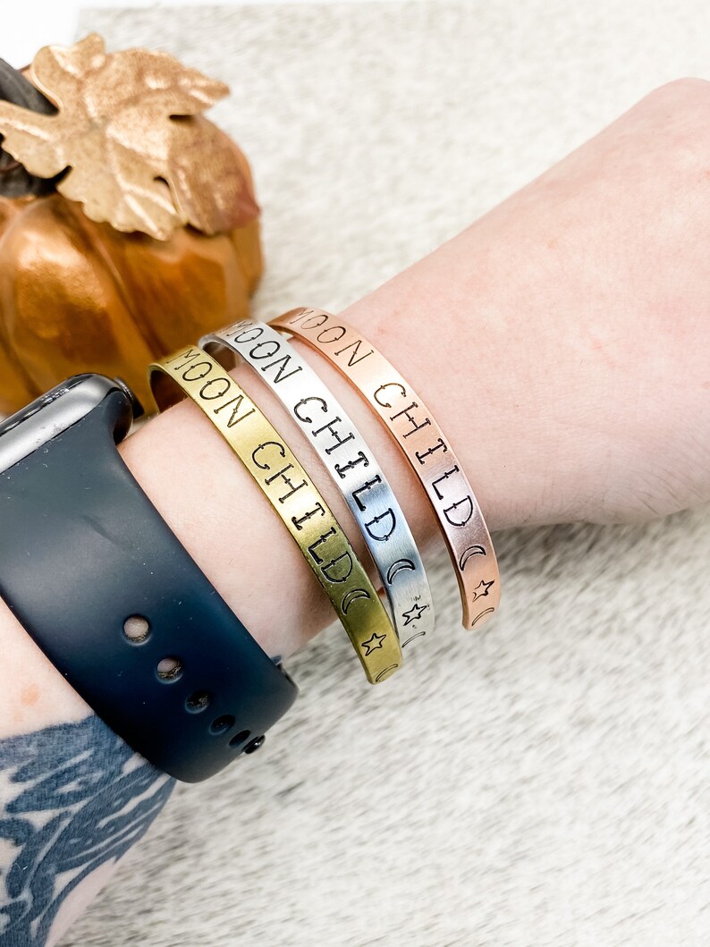 Southern Cowboy Gypsy Stay Wild Moon Child Aztec Stars Moon Cuff Brass Copper Country Gift Western Aluminum Cowgirl Boho