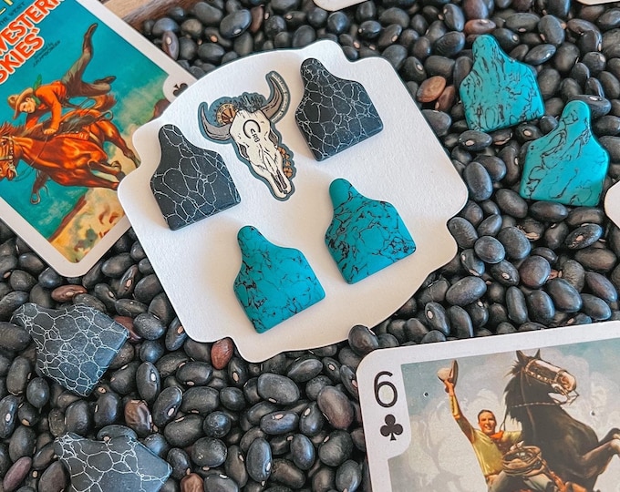 Turquoise Stone Ear Tag Studs