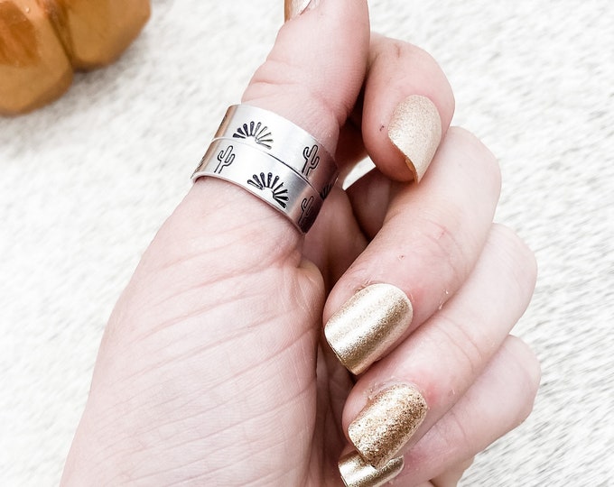 San Jose Sky Ring, Cactus Sunrise Sunset, Western, Country, Boho, Gypsy, Hippie, Southern, Cowboy, Cowgirl, Gift, Birthday, Christmas