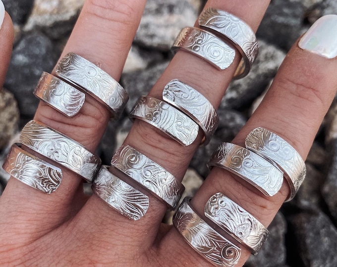 Floral Embossed Wrap Rings