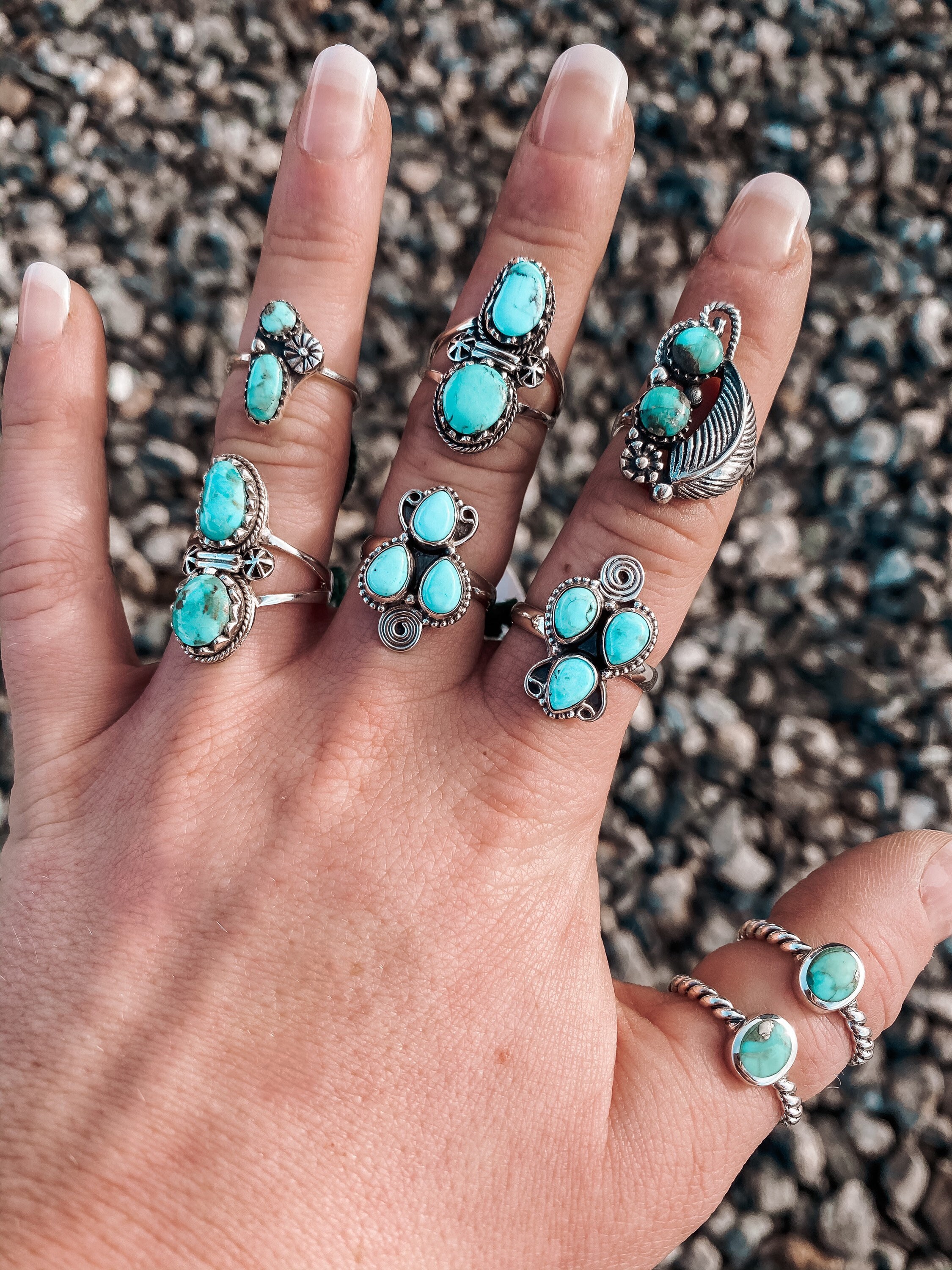 Turquoise Sterling Silver Rings Western Country Southern Etsy
