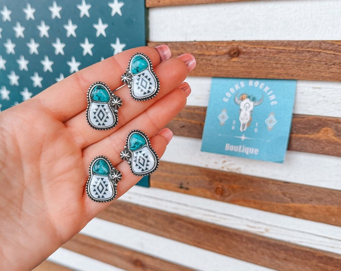 Turquoise Aztec Stud Earrings