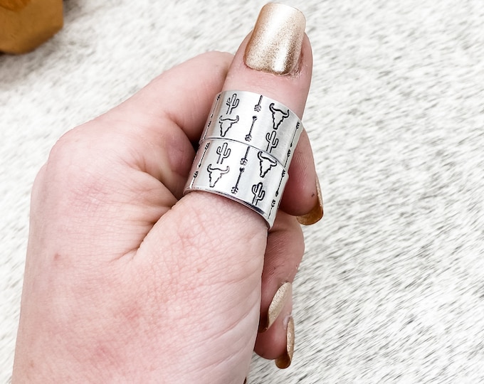Desert View Arrow Steer Skull Ring, Western, Country, Boho, Gypsy, Hippie, Southern, Cowboy, Cowgirl, Gift, Birthday, Christmas