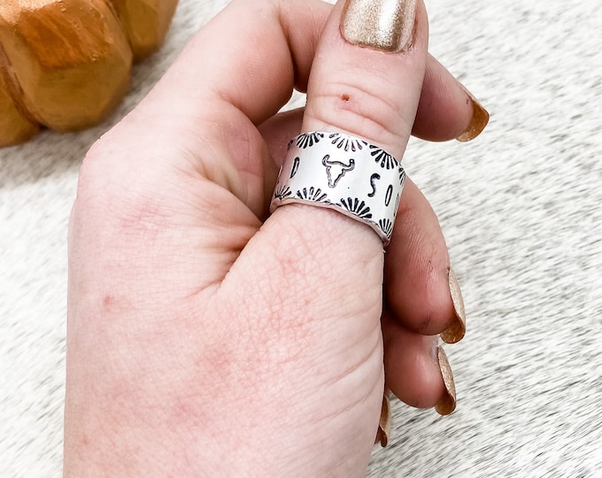 Wild Soul Steer Skull Ring, Western, Country, Boho, Gypsy, Hippie, Southern, Cowboy, Cowgirl, Gift, Birthday, Christmas, Aztec