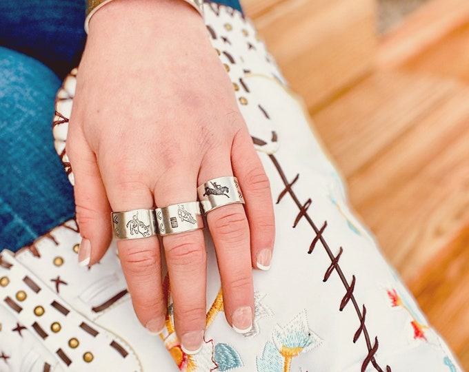 Wild Rodeo Ring Collection, Bull Rider, Bronc Rider, Barrel Racer, Western, Country, Southern, Cowboy, Cowgirl, Gift, Birthday, Christmas