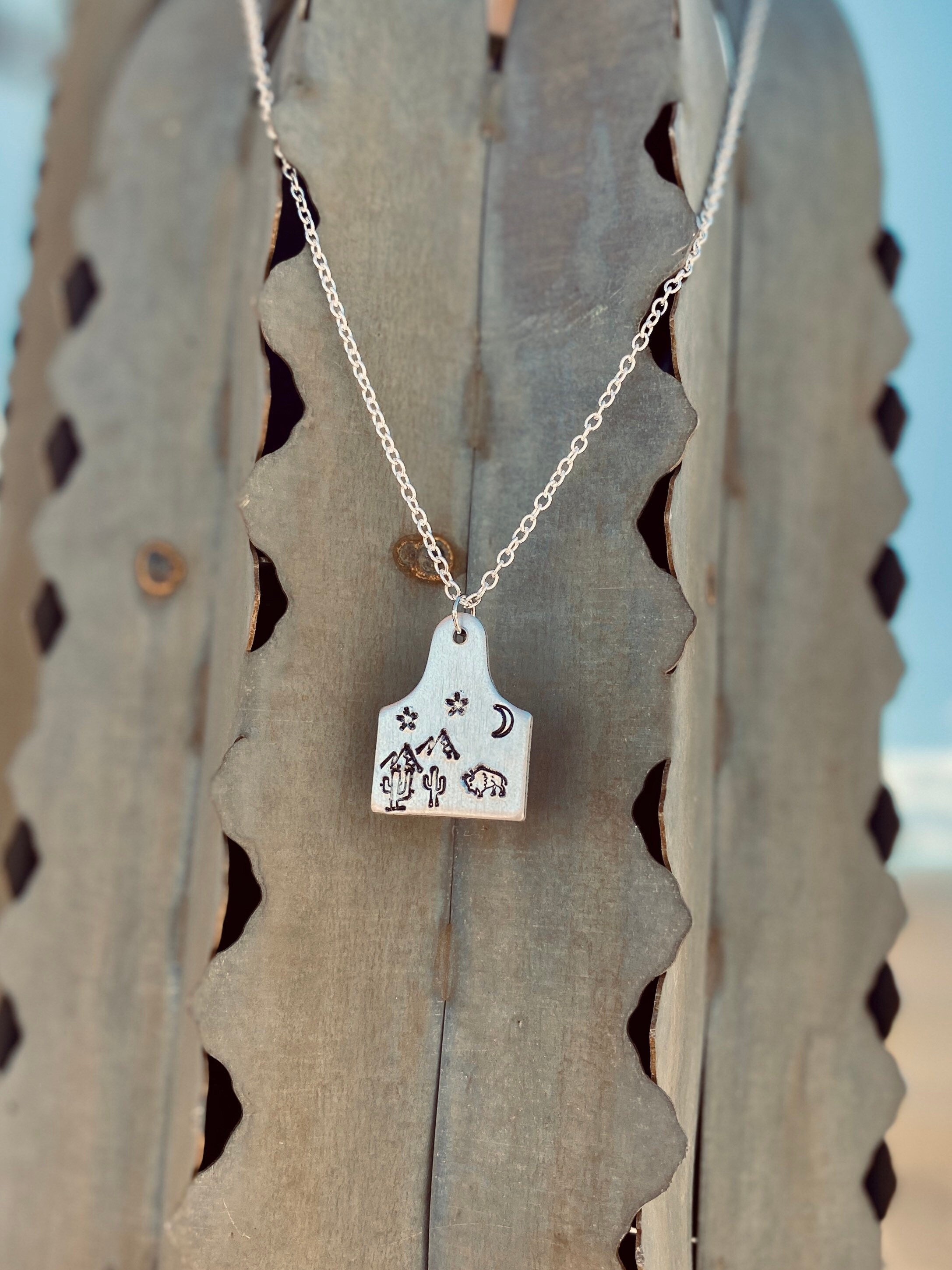 Amazon.com: Tiny Cow Ear Tag Necklace For Women Sterling Silver For Animal  Lovers : Handmade Products