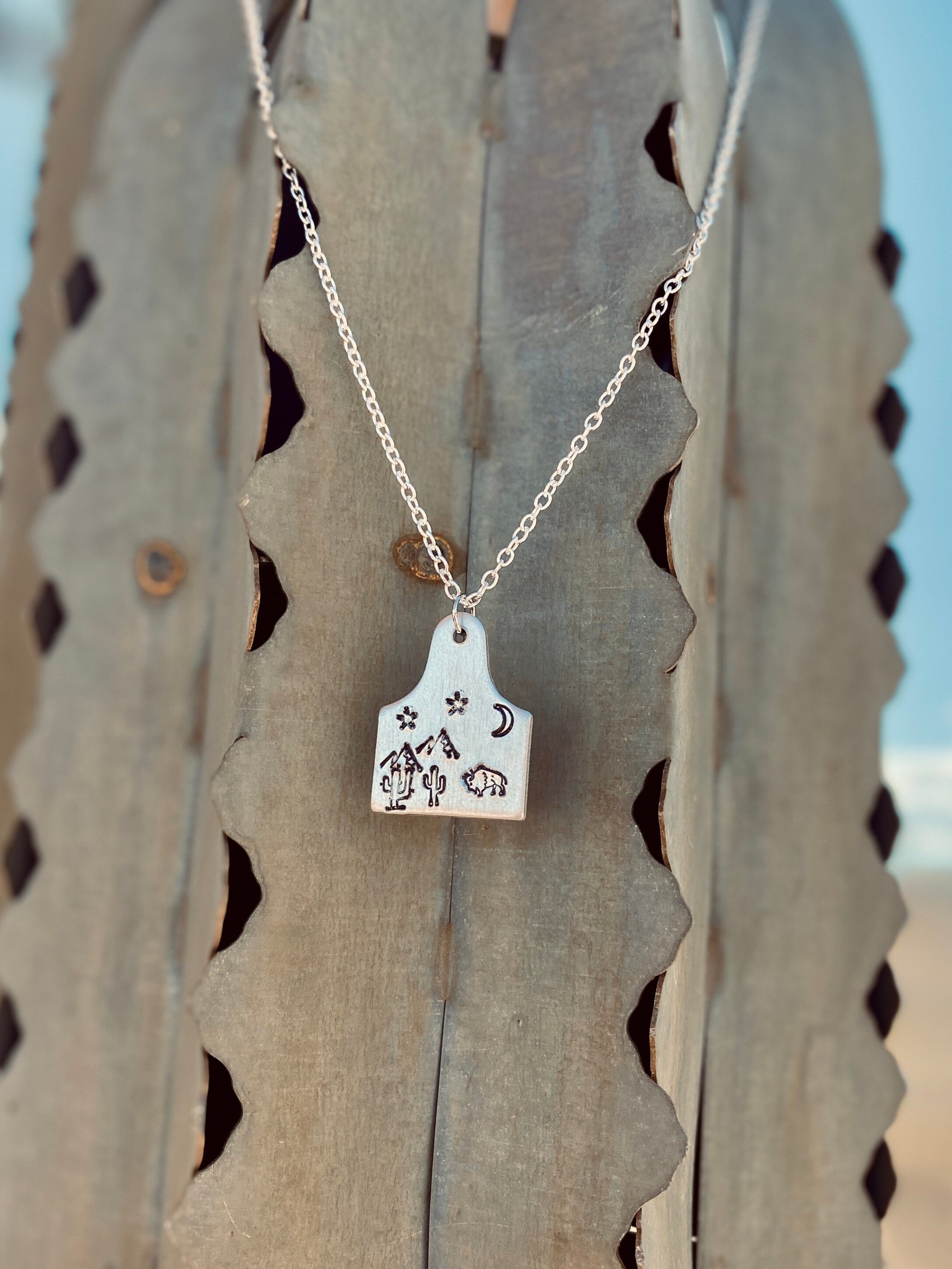 Cow ear shop tag necklace