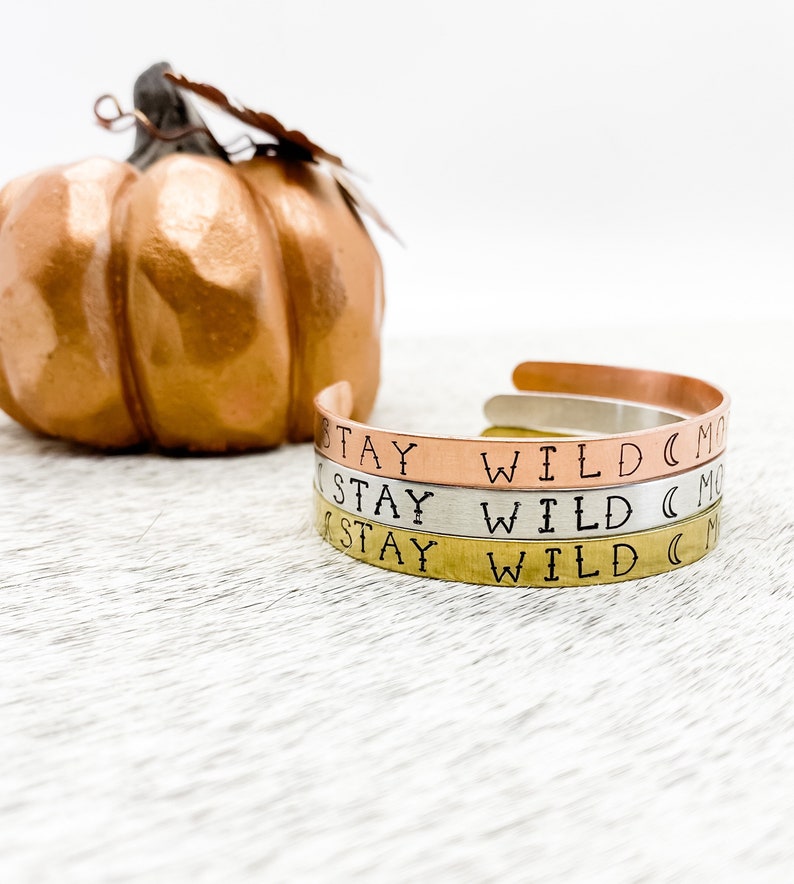 Southern Cowboy Gypsy Stay Wild Moon Child Aztec Stars Moon Cuff Brass Copper Country Gift Western Aluminum Cowgirl Boho