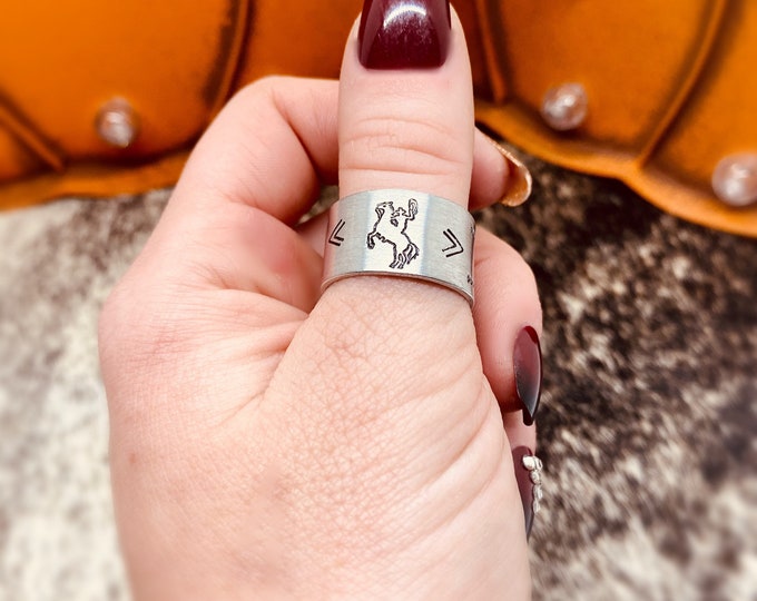 Ride Em Bronc Statement Arrow Aztec Thumb Ring, Western, Country, Boho, Gypsy, Hippie, Southern, Cowboy, Cowgirl, Gift, Birthday, Christmas