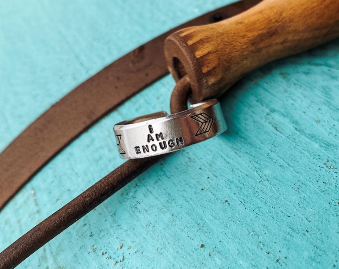 I am Enough Tiny Stacker Ring, Western, Country, Boho, Gypsy, Southern, Cowboy, Cowgirl, Gift, Birthday, Christmas, Believe