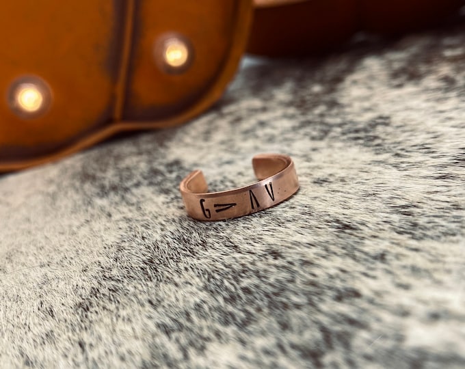 God is Greater Copper Silver Stamped Stacker Ring, Western, Rodeo, Bible, Boho, Southern, Country, Southwester, Cowgirl, Stamped Jewelry