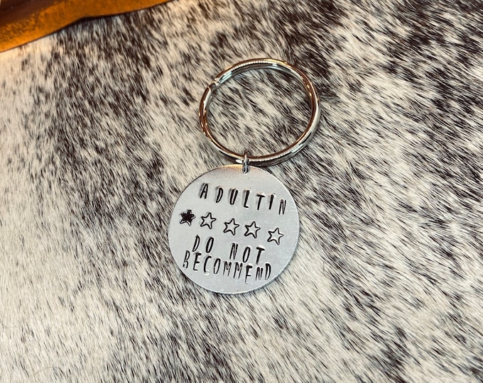 Adultin Do Not Recommend Keychain, Western, Gift, Birthday, Funny, Outdoors, Growing Up, Boyfriend, Lanyard
