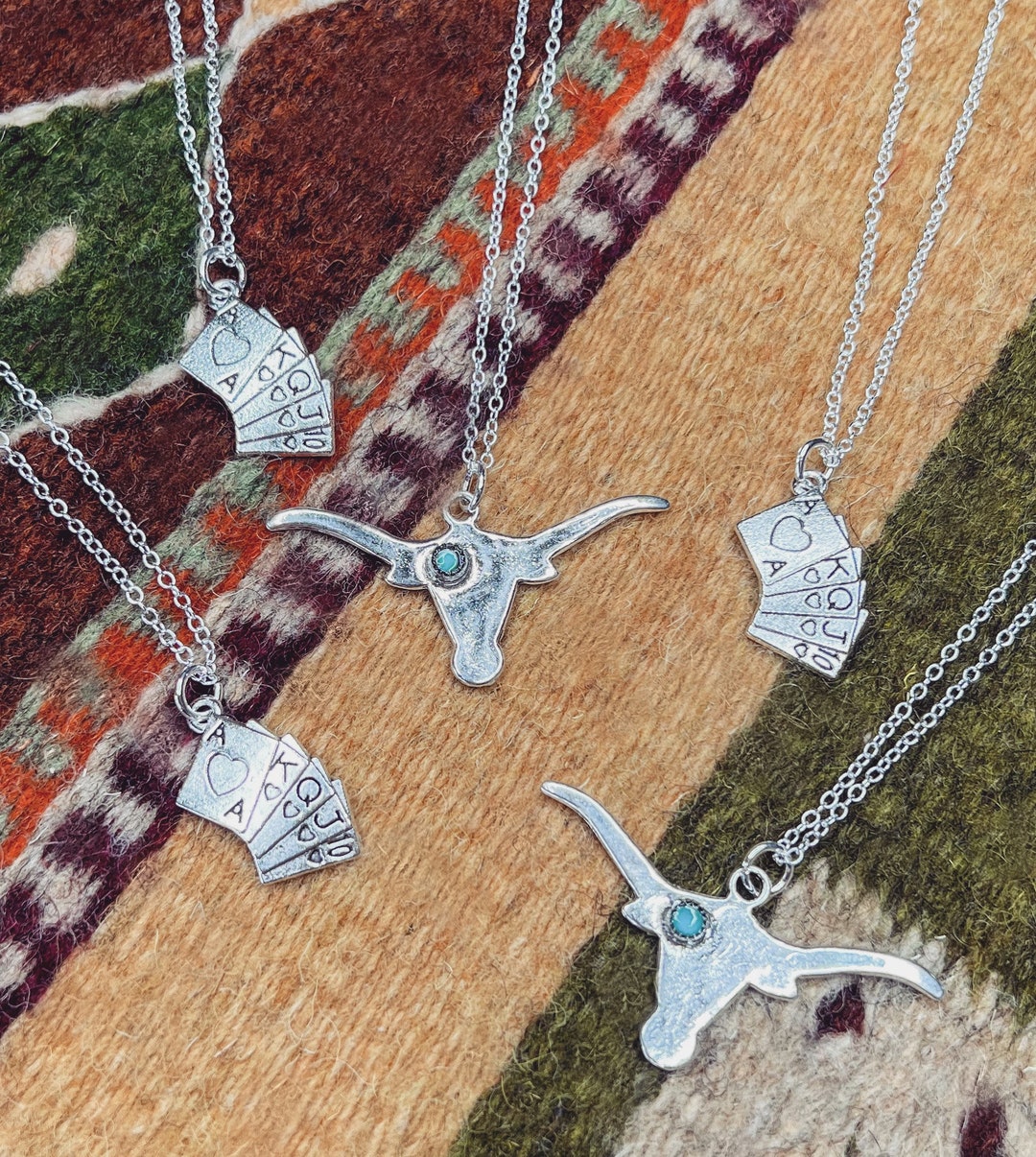 Deck of Cards Longhorn Turquoise Necklaces Etsy