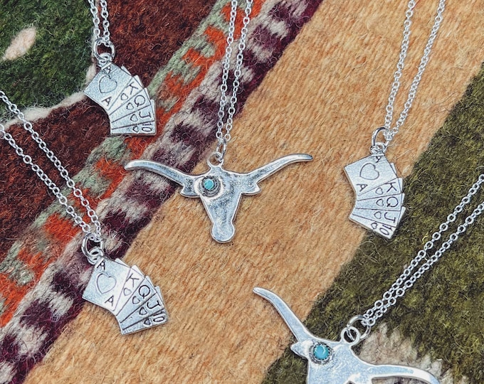 Deck of Cards Longhorn Turquoise Necklaces