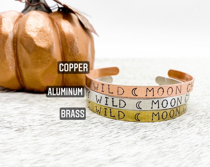 Stay Wild Moon Child Aztec Stars Moon Cuff, Copper, Aluminum, Brass, Western, Country, Boho, Gypsy, Southern, Cowboy, Cowgirl, Gift