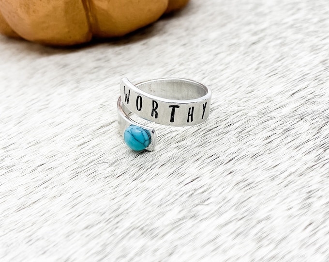 Worthy Turquoise Wrap ring, Cactus, Western, Country, Boho, Gypsy, Southern, Cowboy, Cowgirl, Gift, Birthday, Christmas, Jesus, Worship