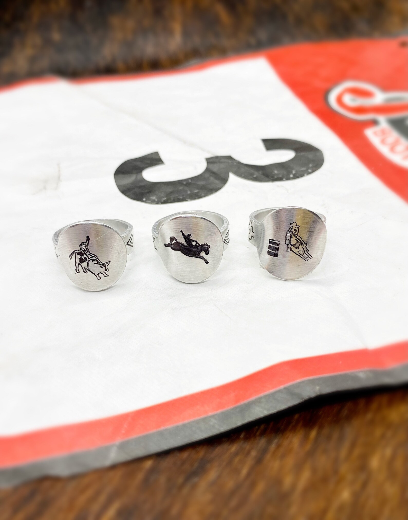 Wild Rodeo Disc Ring Collection Bronc Rider Bull Rider Etsy
