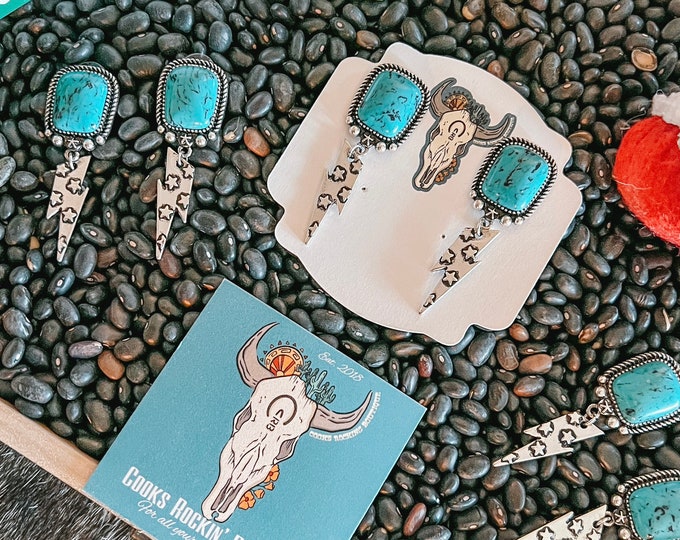 Turquoise Lighting Bolt Studs