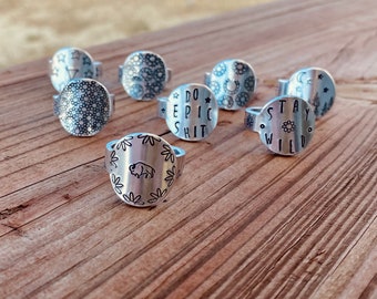 Fun Thumb Ring, Aluminum Ring, Western, Cactus, Buffalo, Country, Boho, Southern, Southwestern, Stamped Jewelry, Hippie, Rodeo, Cowgirl