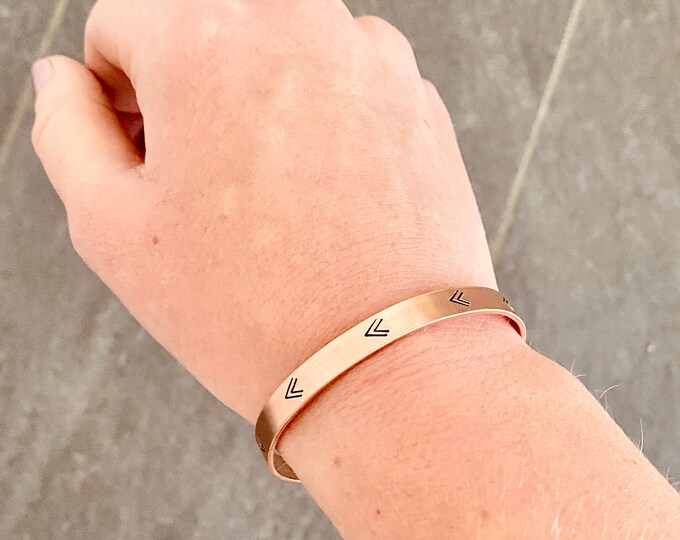 Bronze Aztec Bangle Stackable Bracelet Hand Stamped Western Boho Gypsy