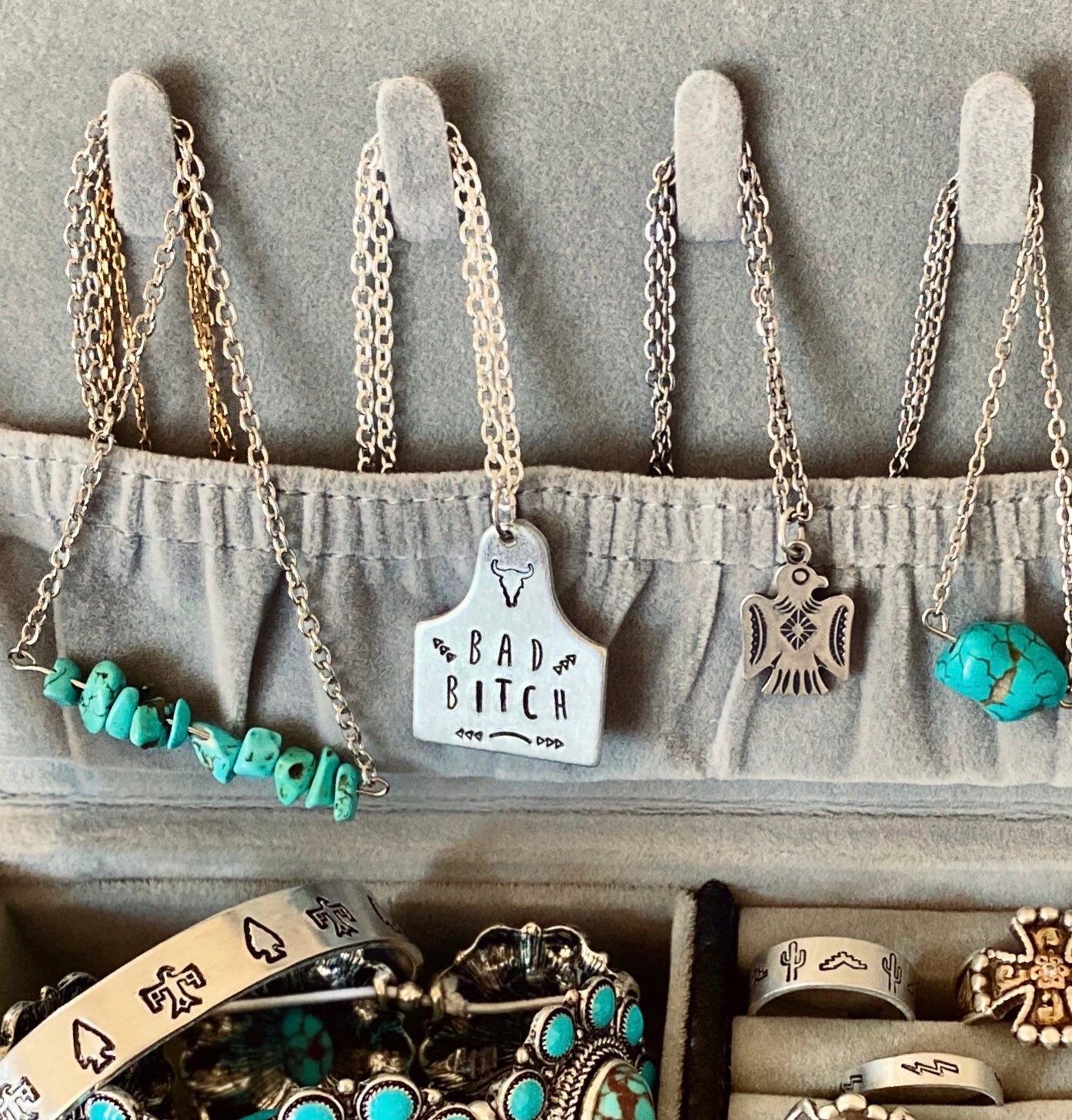 Cow ear shop tag necklace