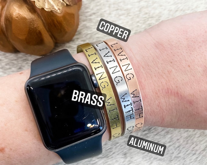 Living with Cattle Copper Aluminum Brass Cuff Bracelet, Western, Country, Boho, Gypsy, Hippie, Southern, Cowboy, Cowgirl, Gift, Birthday