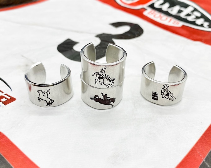 Wild Rodeo Ring Collection, Bull Rider, Bronc Rider, Barrel Racer, Western, Country, Southern, Cowboy, Cowgirl, Gift, Birthday, Christmas