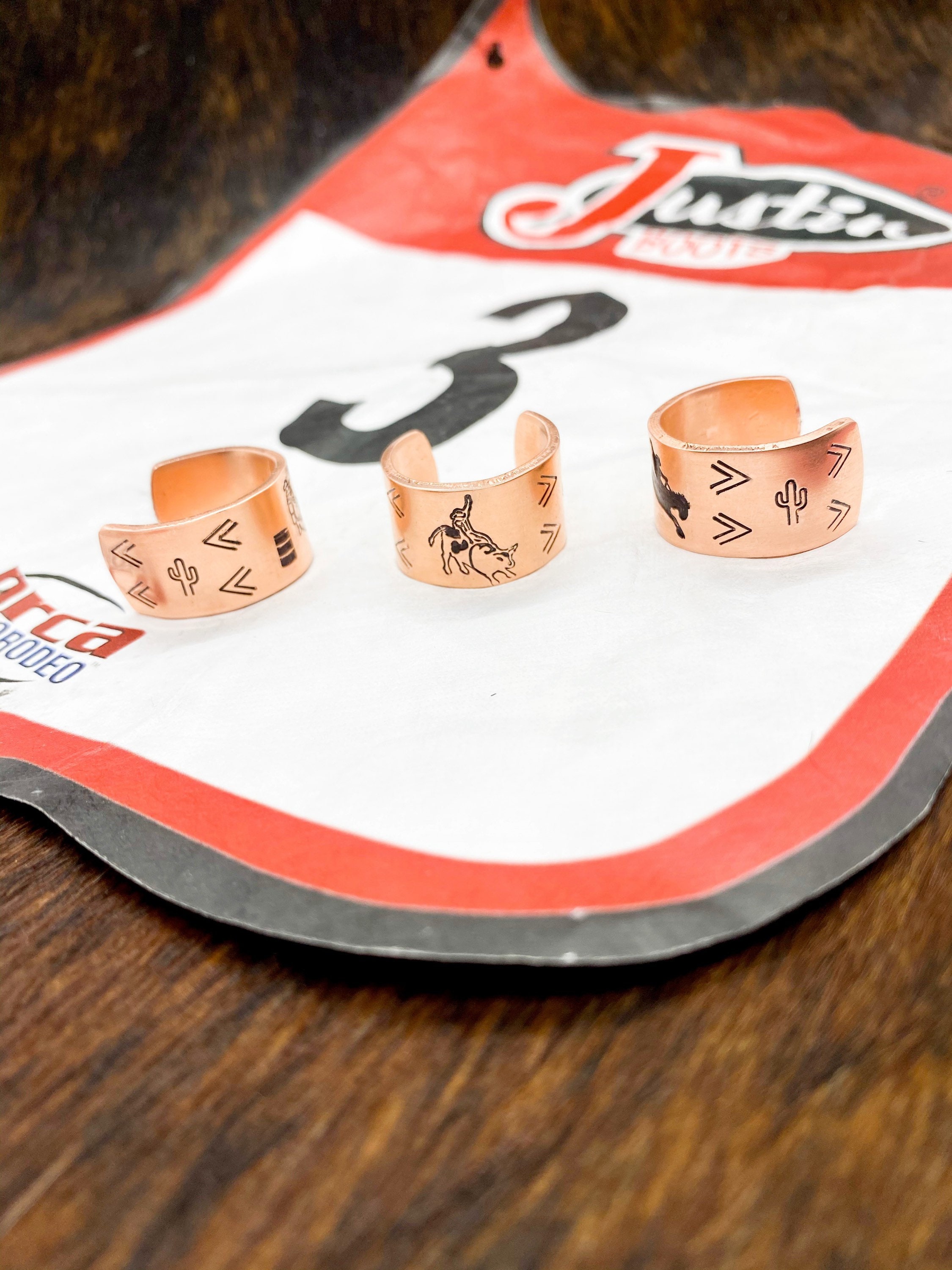 Wild Rodeo Copper Ring Collection Bull Rider Bronc Rider Etsy