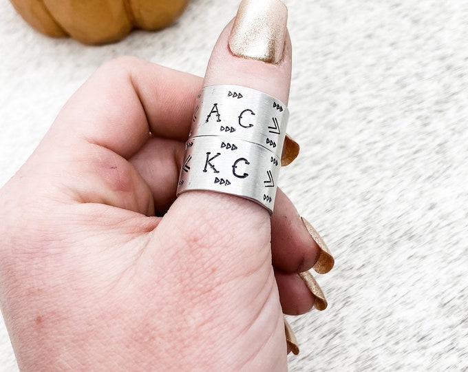 Initial Western Statement Thumb Ring, Western, Country, Boho, Gypsy, Hippie, Southern, Cowboy, Cowgirl, Gift, Birthday, Christmas