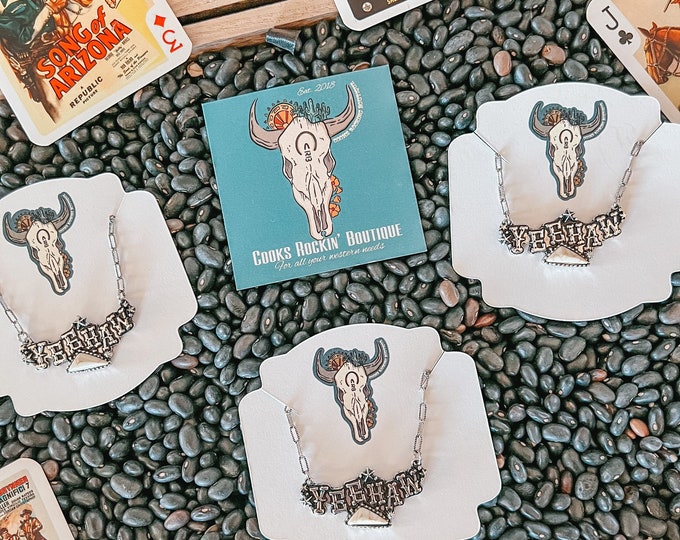 Turquoise “YeeHaw” Bar Necklace