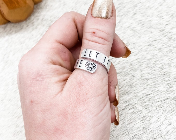 Let It Be Sunflower Wrap Ring, Sunflower Collection ring, Western, Country, Hippie, Southern, Cowboy, Cowgirl, Gift, Birthday,  Christmas