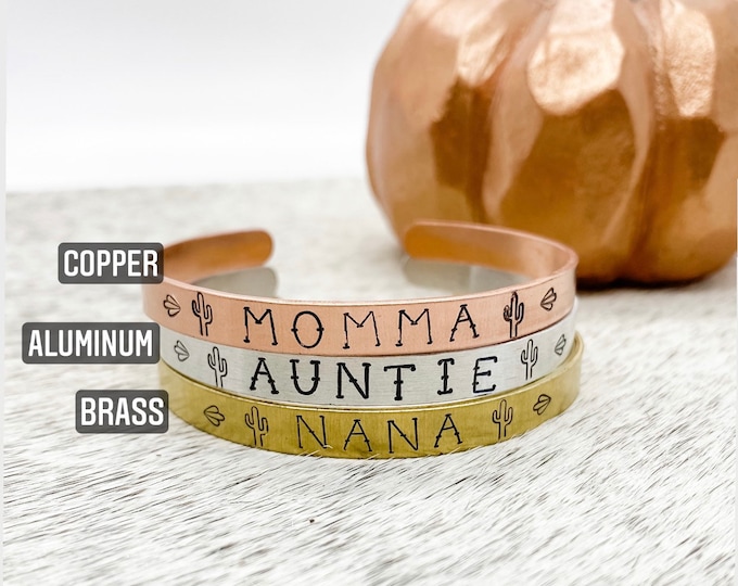 Auntie Momma Nana Bracelet Cuffs, Western, Country, Boho, Gypsy, Birthday, Christmas, Gift, Relationship, Holiday, Grandma, Grandparents