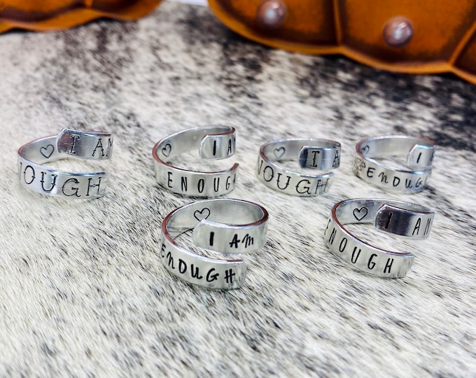 I Am Enough Wrap Ring, Western, Country, Boho, Gypsy, Hippie, Southern, Cowboy, Strong, Women, Strength, Powerful, Encourage