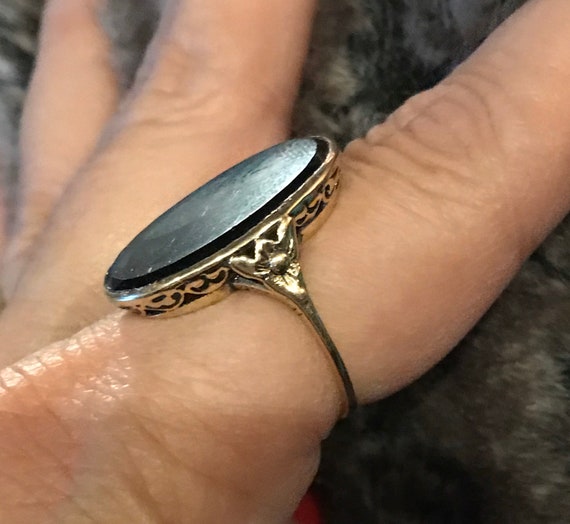 Vintage Large Statement Onyx Ring size 9 - image 3