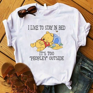 I Like To Stay In Bed Pooh Shirt, Winnie the Pooh Sweatshirt, Hoodie, Women's Disney shirt, Pooh Inspired, Family Trip Matching shirts