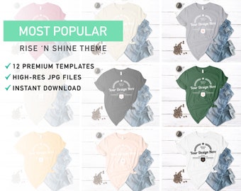 Download Free Rise N Shine Bella Canvas 3001 Shirt Template Pack T Shirt Template T Shirt Mockup Instant Download Svg Mockup Hi Resolution Mock T3 Best 3d Logo Mockup Templates PSD Mockup Template
