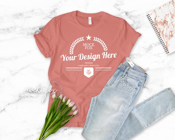 Mauve Bella Canvas 3001 Shirt Template T-Shirt Template T-Shirt