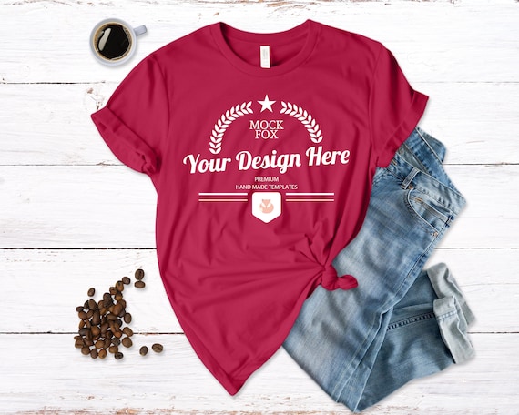 Cardinal Red T-Shirt Mockup Unisex Bella Canvas 3001 T-Shirt