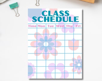 Floral Class Schedule, Class Schedule, Floral Planner, College Schedule, High School Schedule, Printable Schedule, Digital File, Printable