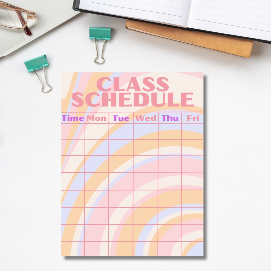 Pink Schedule Roster Groovy Pink & Purple Class Schedule, College Class Schedule, High ...