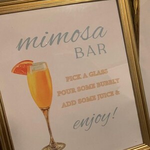 Mimosa Bar Sign, Printable Wedding Mimosa Sign, Digital Bar Sign, Instant Download, Brunch Bridal Shower Sign, Champagne Bar