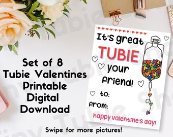 Feeding Tube Valentine's Day Classroom Printable - valentine printable, kids printable, tubie valentine, feeding tube valentine, g tube card