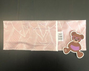 Non-slip NoraBand Feeding Tube Belt, Pale Pink Leaf - Tube Holder for Max Protect of G/J/GJ/PEG Tube, Lightweight Water Friendly