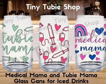 Glass Cans for Medical or Tubie Mamas. See Description. Medical Mama, Medically Complex, Tubie Mama, Feeding Tube, Gifts for Mom, G tube