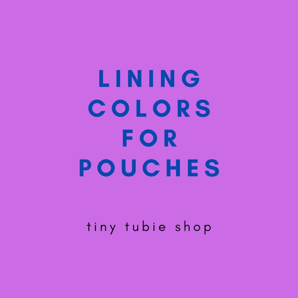 Lining Colors for Pouches- Feeding Tube Supply Pouch/Emergency Repair Kit Custom Options. Tubie Repair Kit.