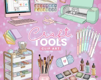 Craft tools, stationary supplies and scrapbooking materials clipart