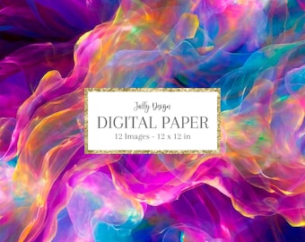 Papel digital holográfico e bioluminescente com tinta roxa de álcool. Efeito Glitch.